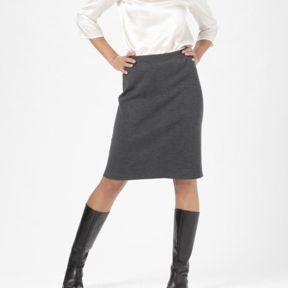 Vintage Pencil Skirt Mister Leonard Pure Virgin Wool Gray Women Size 14P - Picture 1 of 8